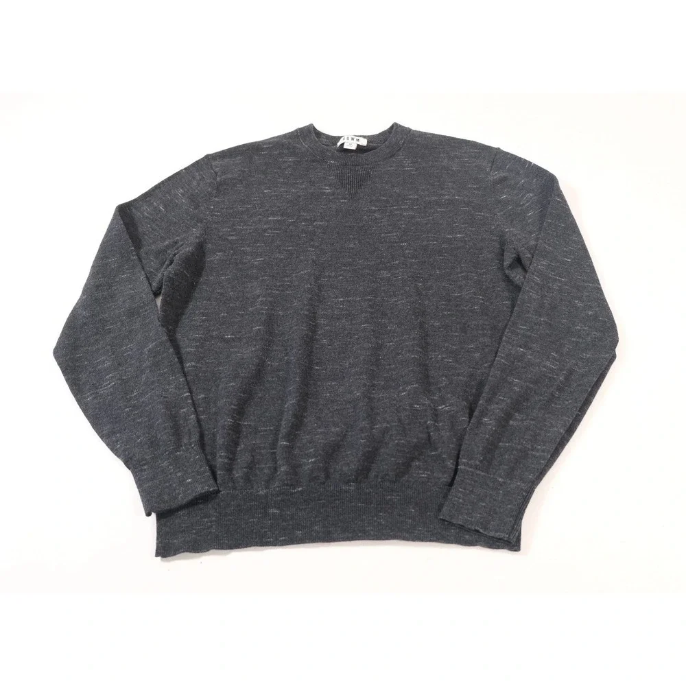 ROWM Sweater Mens Medium Gray Pullover Crew Neck Marled Knit Long Sleeve Cotton